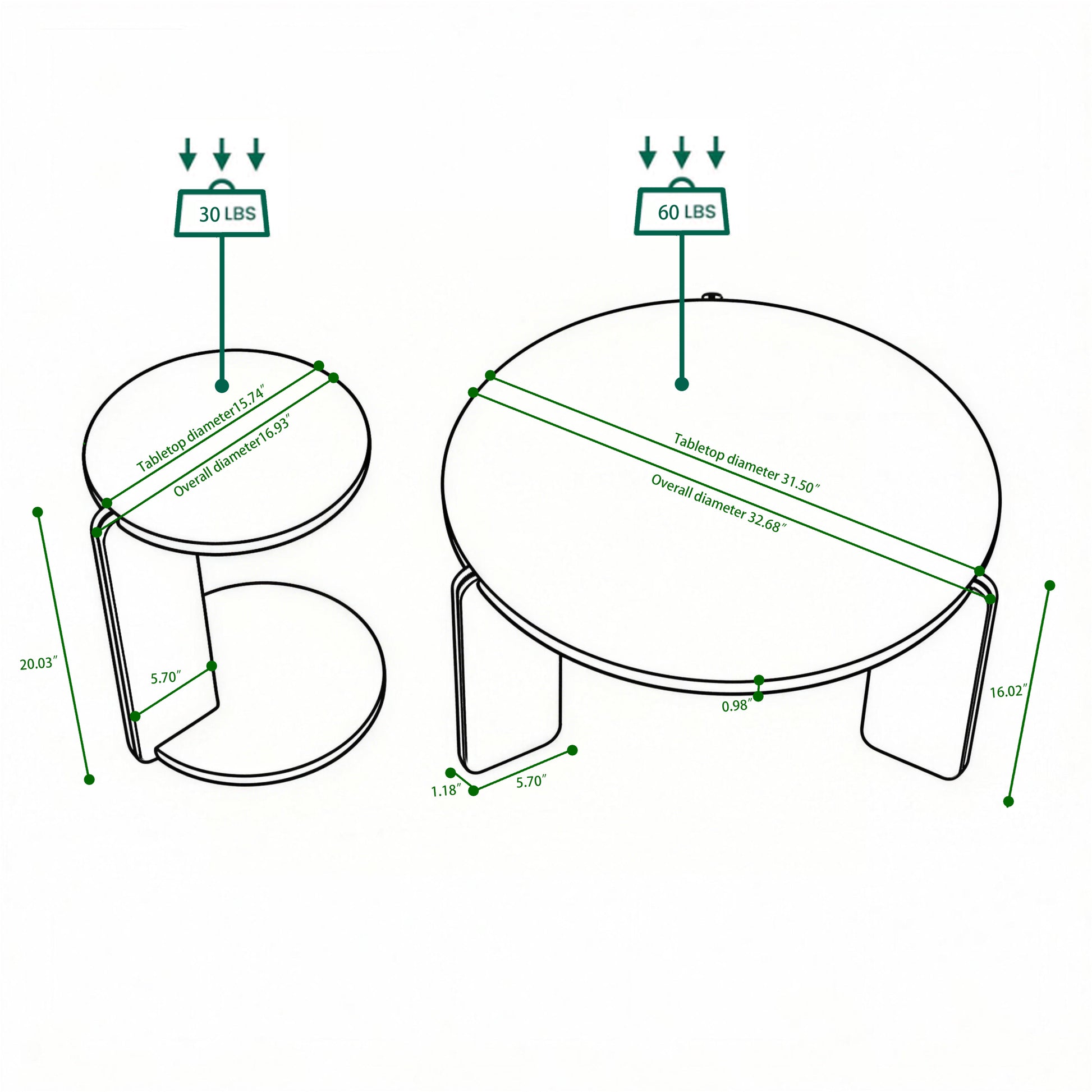 White & Black Nesting Tables with Black Legs - detail view 3