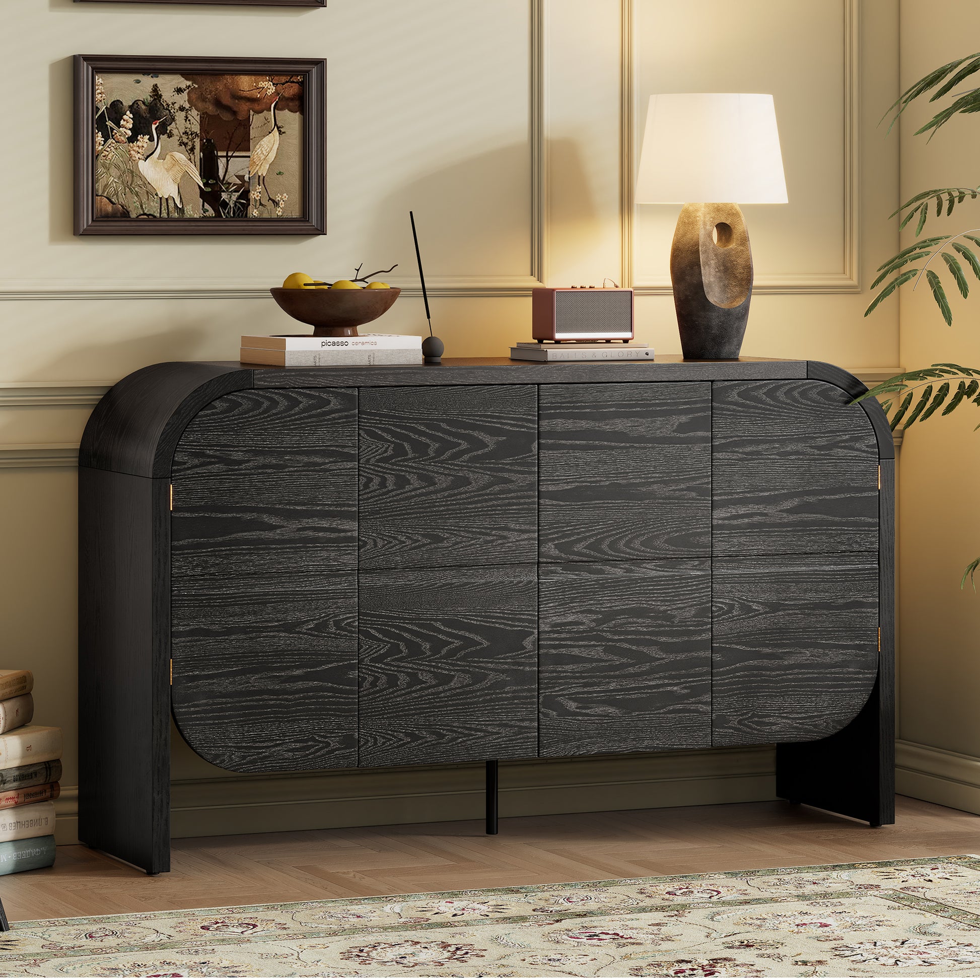 TREXM Buffet Cabinet with Storage - Black - primary color shot
