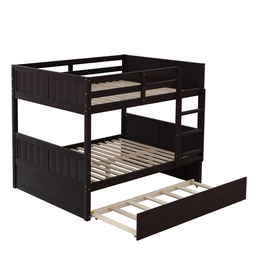 Brawnson Full over Full Bunk Bed with Twin Trundle - Espresso - primary color shot