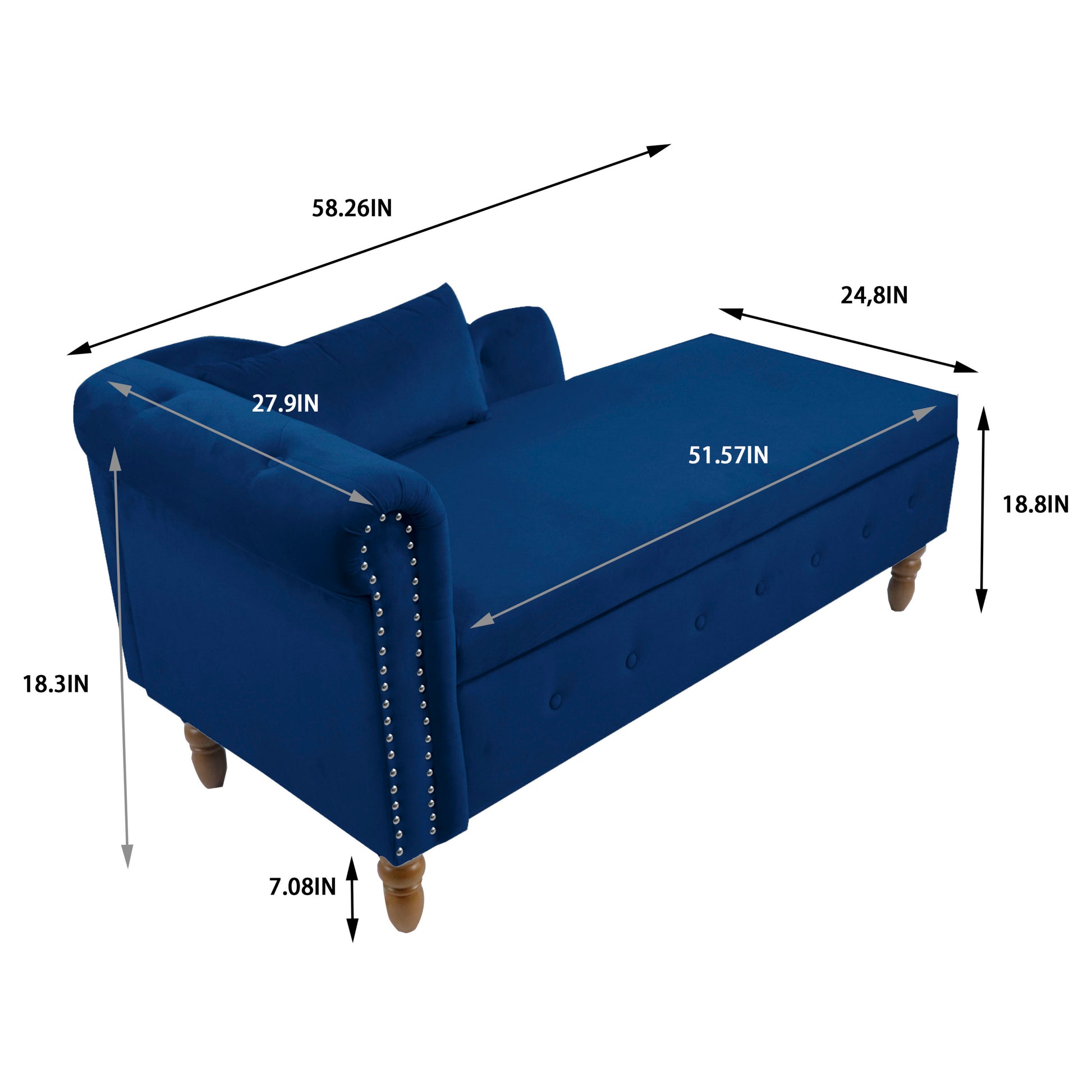 Navy Blue Chaise Lounge Indoor - detail view 3