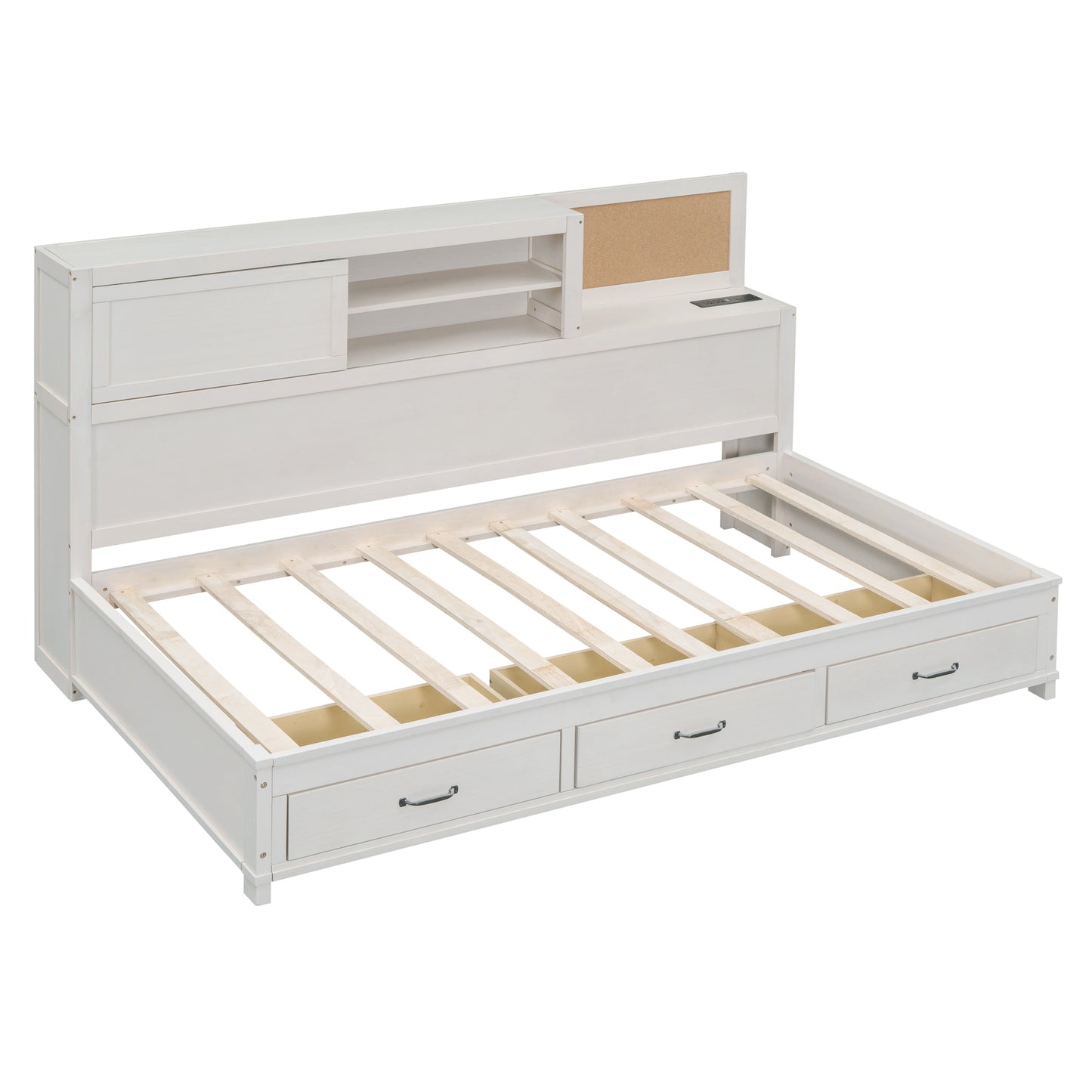 Elvienne Twin Size Wooden Daybed with 3 Storage Drawers 3 Colors