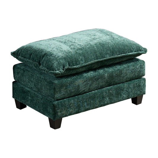 Green Chenille Ottoman