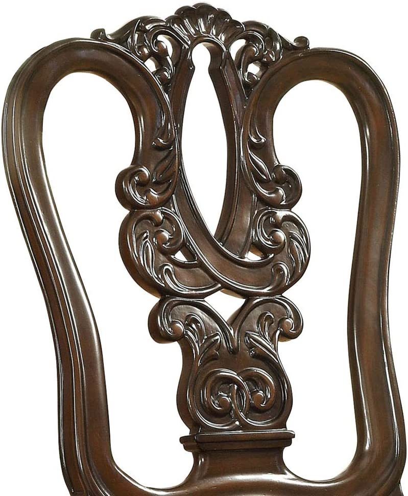 Jurikson Traditional Wood Carved Dining Chairs Set of 2 Brown Cherry