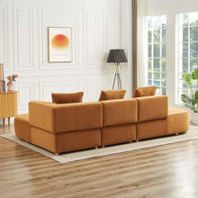 Orby Mid-Century Velvet Sectional Sofa Right Facing Cognac 73.62' x 124' - detail view 4