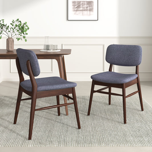 Ardena Mid-Century Modern Dining Chairs in Walnut & Grey (Set of 2)