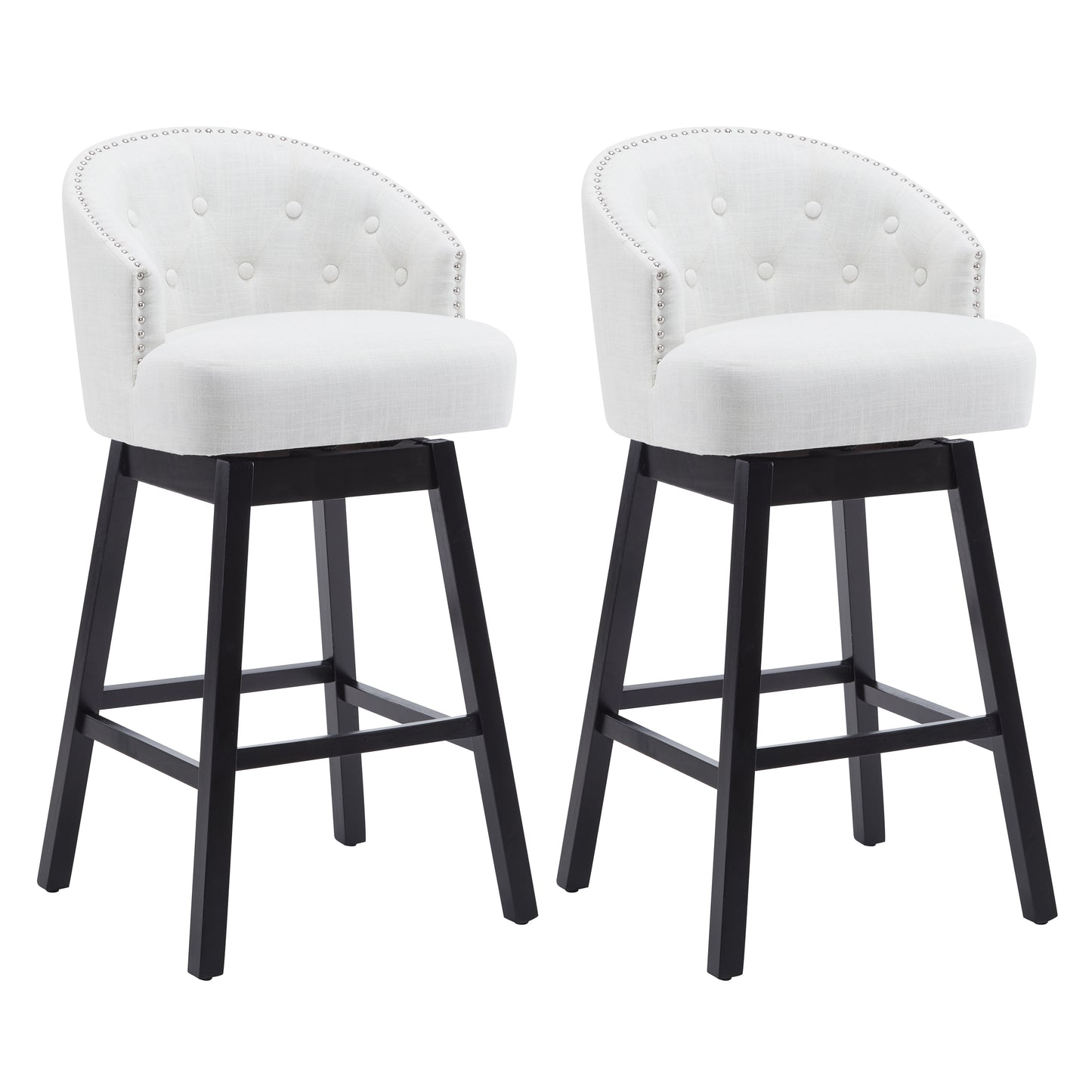 Sunniva 33.25' Swivel Bar Stools with Black Legs Set of 2 Beige