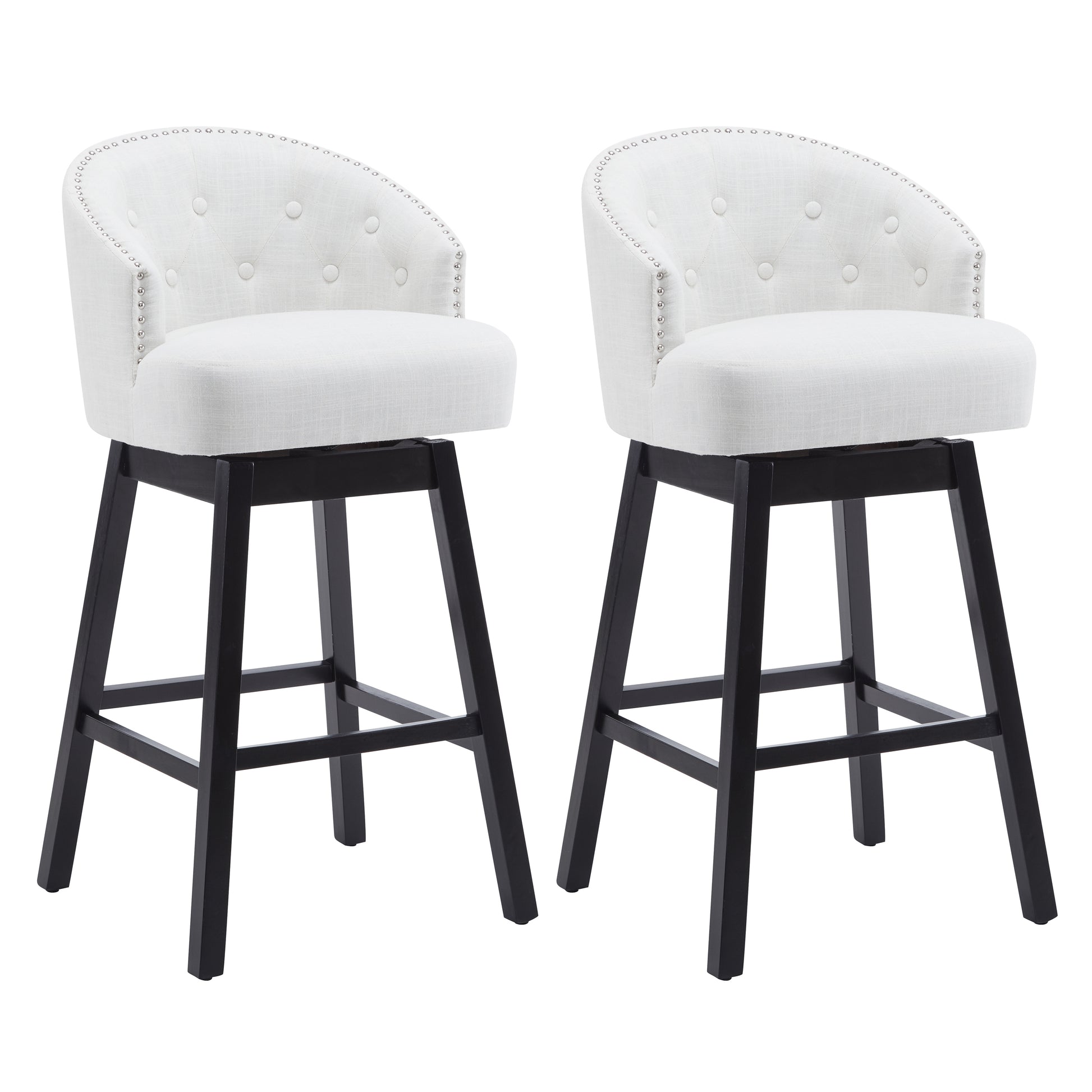 Sunniva 33.25' Swivel Bar Stools with Black Legs Set of 2 Beige