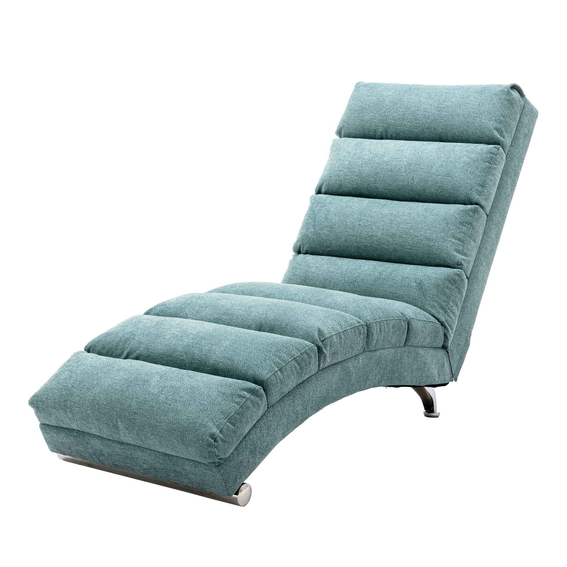 Teal Linen Chaise Lounge with Silver Legs - primary color shot