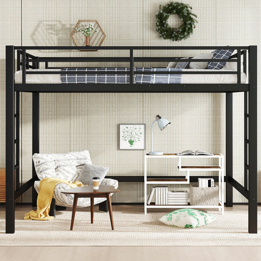 Queen Size Metal Loft Bed - Black - detail view 2