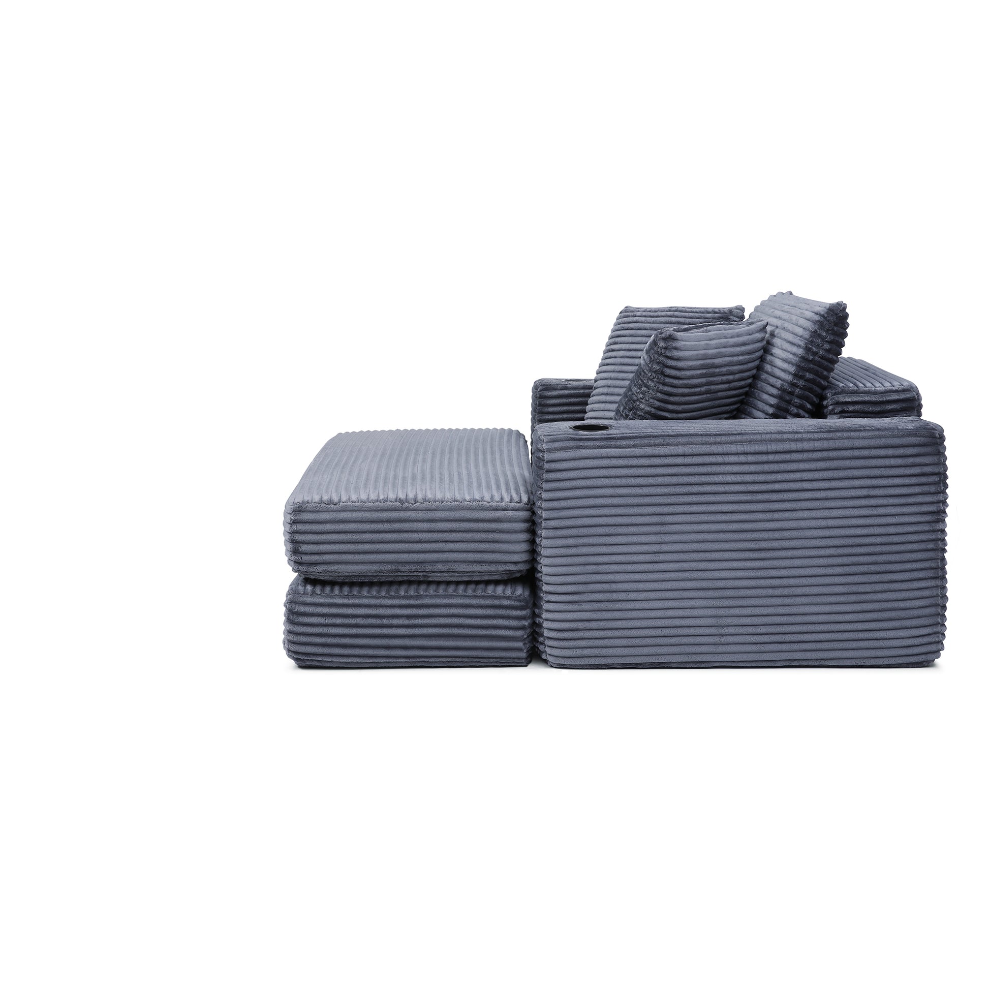 52" Boneless Chaise Lounge Chair Indoor-Oversized Cloud-Like Cozy Comfy Modular 3-in-1 Sofa Bed for Reading - Grey - detail view 8