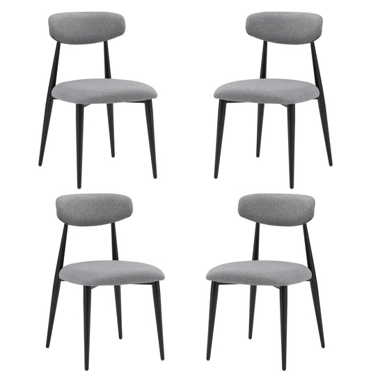 Sloan Modern Linen Side Chairs with Black Legs, Light Gray Set of 4