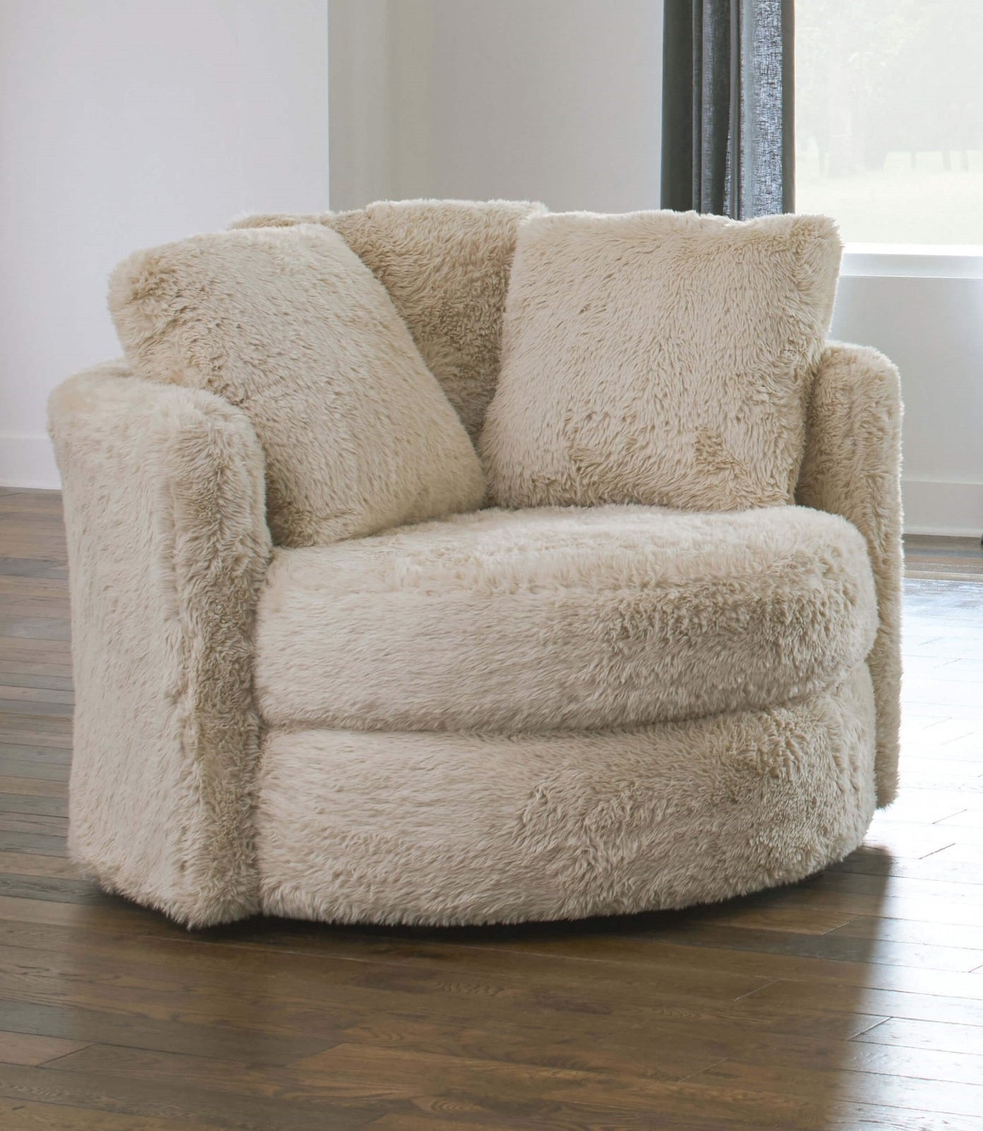 FOA Cochrane Contemporary Faux Fur Fabric Accent Chair - Cream/Beige