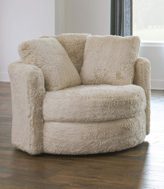 FOA Cochrane Contemporary Faux Fur Fabric Accent Chair - Cream/Beige