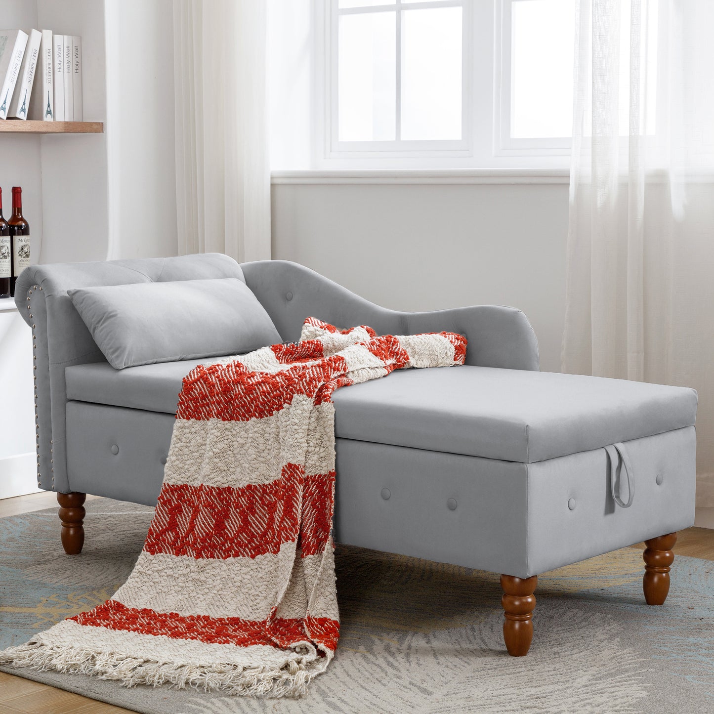 Grey Chaise Lounge Indoor - detail view 5