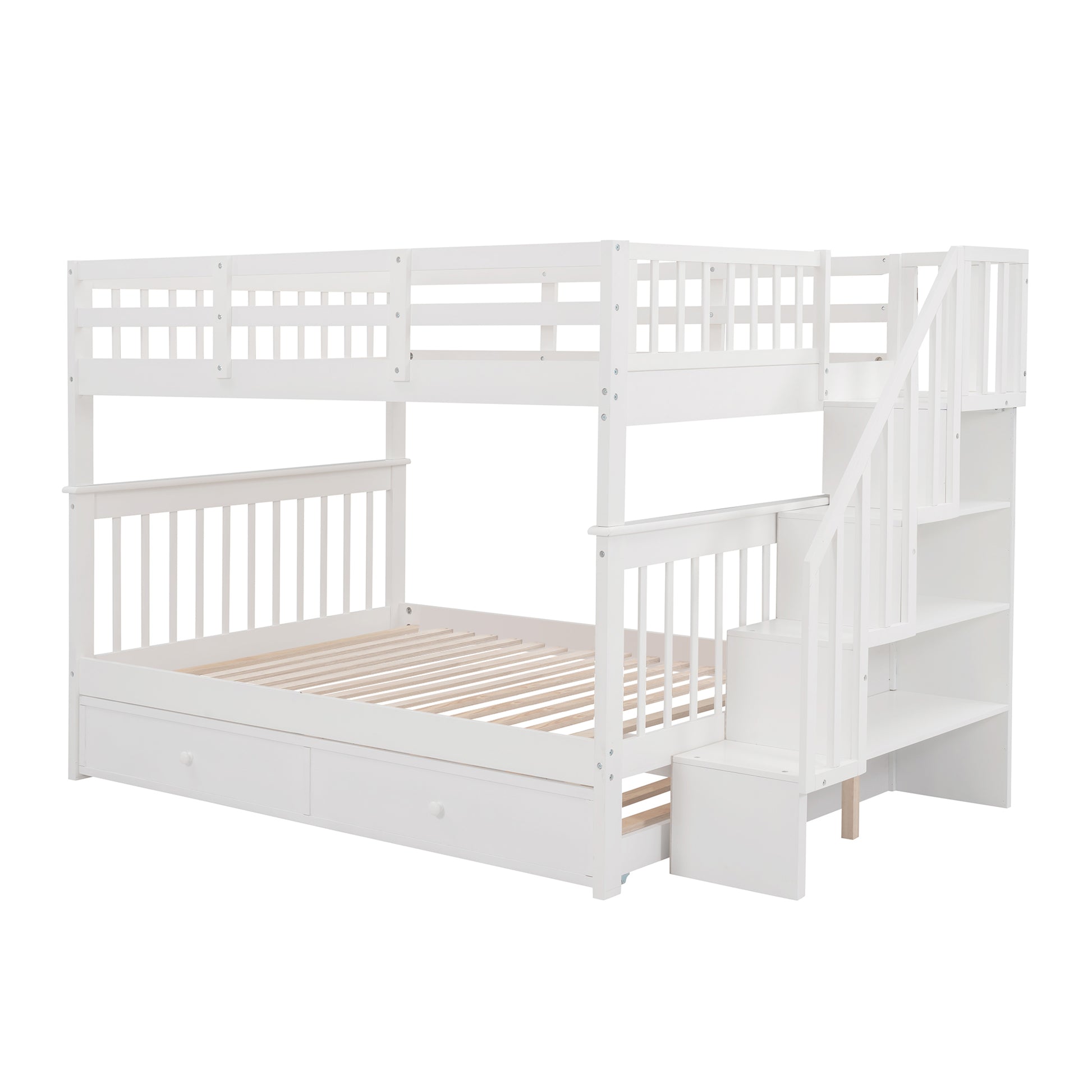 Stairway Full-over-Full Bunk Bed with Twin Size Trundle - White - detail view 6