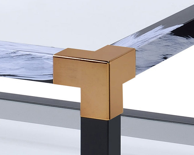 Lafty Clear Glass & White Brushed Finish Coffee Table