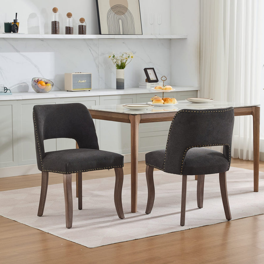 Black Fabric Dining Chairs with Black Legs (Set of 2)