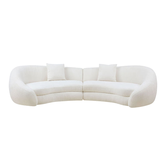125.98' Modern Curved Sofa with Elegant Love Heart Design - White - primary color shot