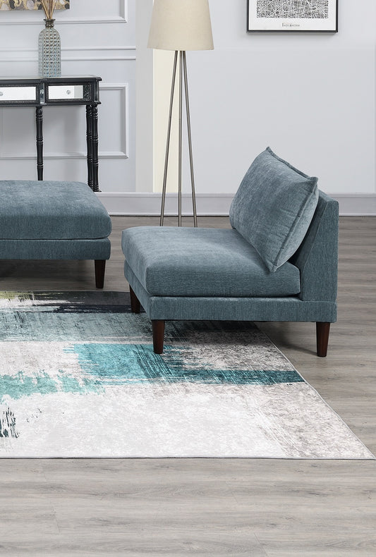Gorgeous 6pcs Modular Set 4x Armless Chairs 2x Ottomans Living Room Furniture Mineral Color Morgan Fabric Couch - detail view 2