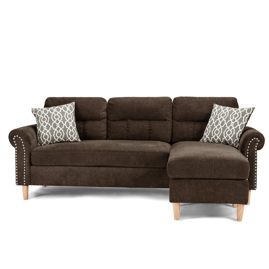 Reversible Sectional Set W/ 2 Accent Pillows in Tan - detail view 2