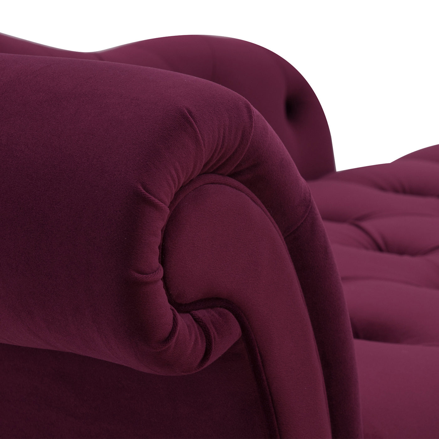 Samuel Tufted Roll Arm Chaise Lounge - Burgundy - detail view 5