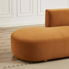 Orby Velvet Sectional Sofa Left Facing with Cloud Comfort in Cognac Velvet, 73.62 x 124.00 x 30.00 inches - detail view 6