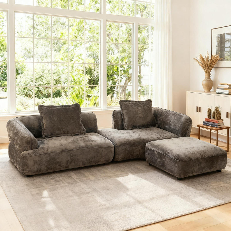 122' Modern L-Shaped Sectional Sofa with High-Density Fully Compressed Sponge and Chaise Lounge, 2-Piece Set, Fully Assembled Right Hand Facing, Deep Seating - primary color shot