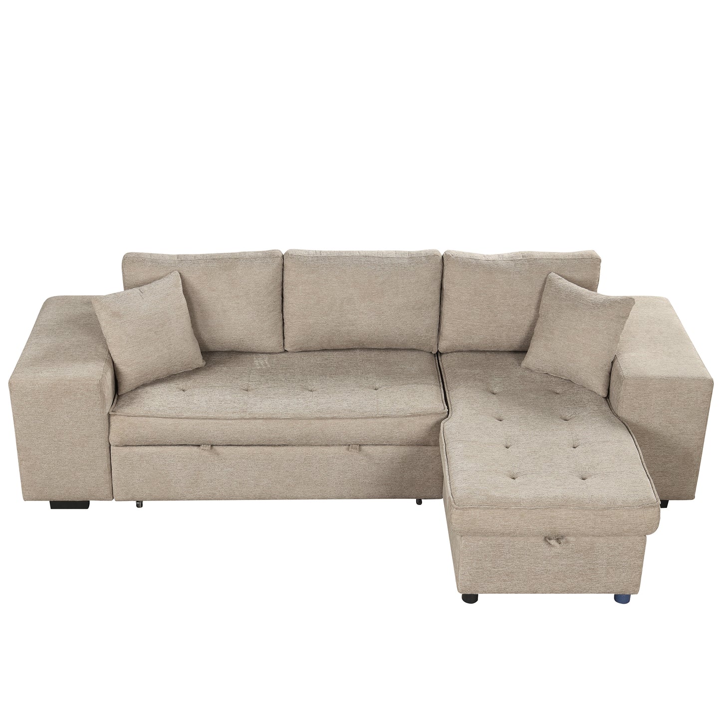 Modern L-Shape 3 Seat Reversible Sectional with Pull Out Sleeper - Cream - detail view 8