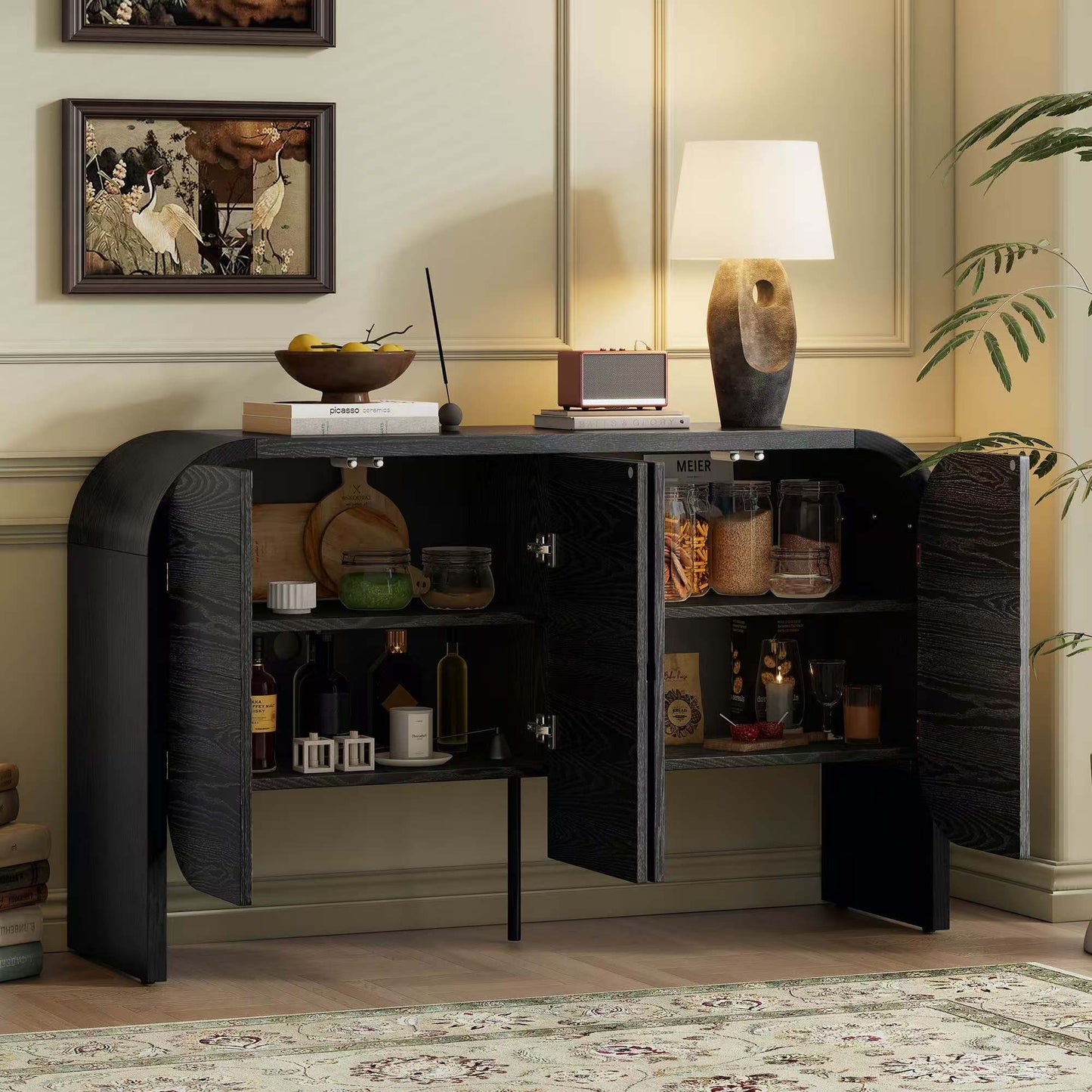 TREXM Buffet Cabinet with Storage - Black - detail view 2