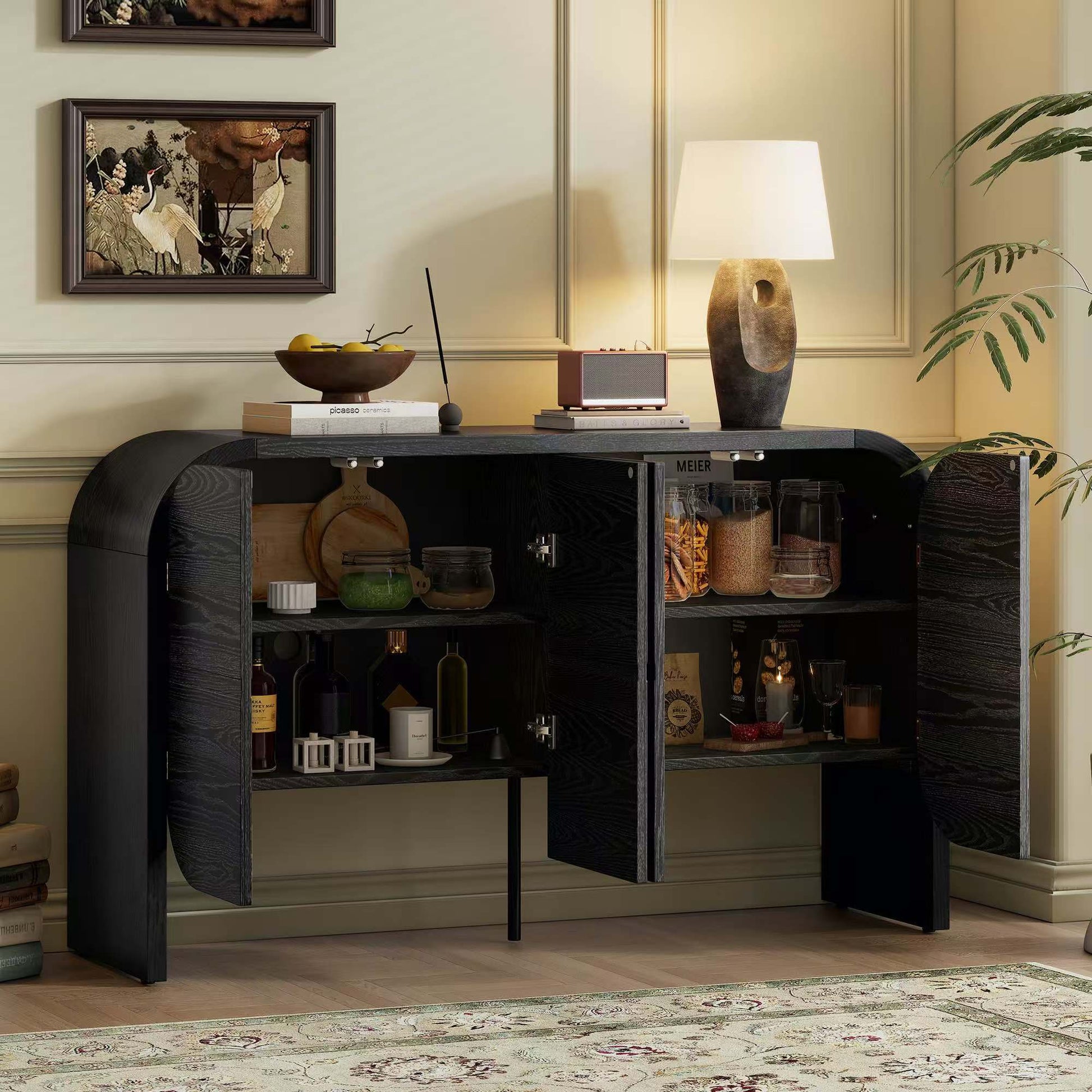 TREXM Buffet Cabinet with Storage - Black - detail view 2