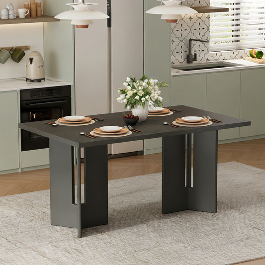 TREXM Farmhouse Wood Dining Table - Gray - primary color shot