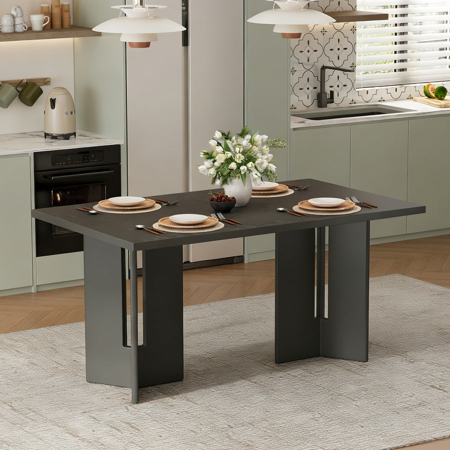 TREXM Farmhouse Wood Dining Table - Gray - primary color shot