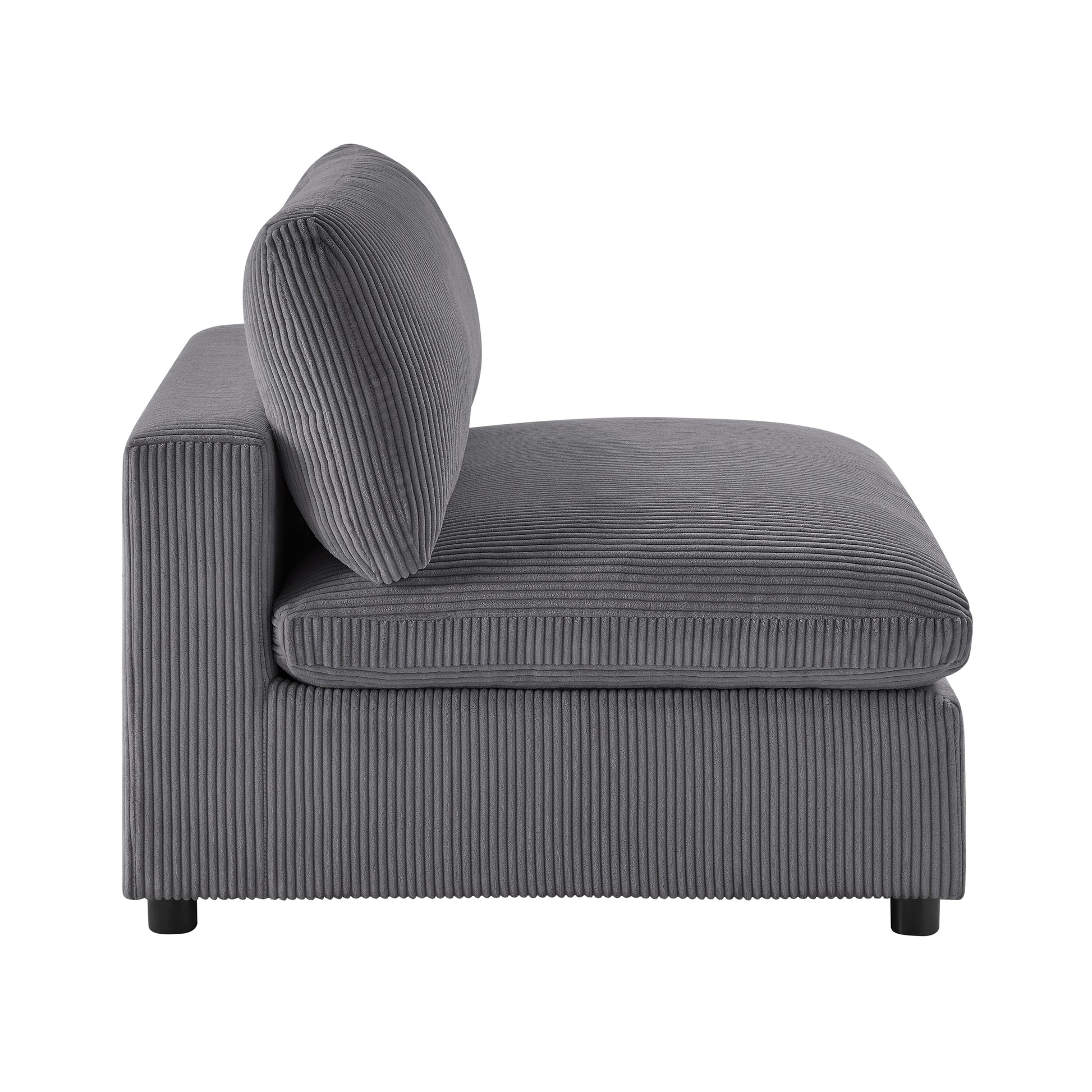 Chelsea Modular 5-Piece Sectional in Charcoal with Plush Polyester Upholstery and Removable Wood Legs - detail view 7