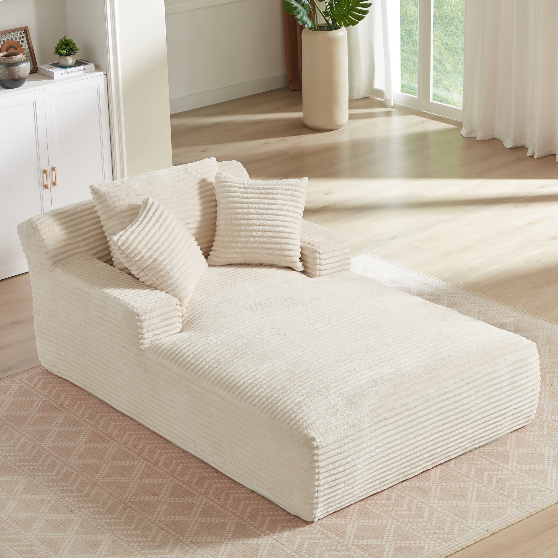 Oversized Chaise Lounge Chair Indoor - White - detail view 4