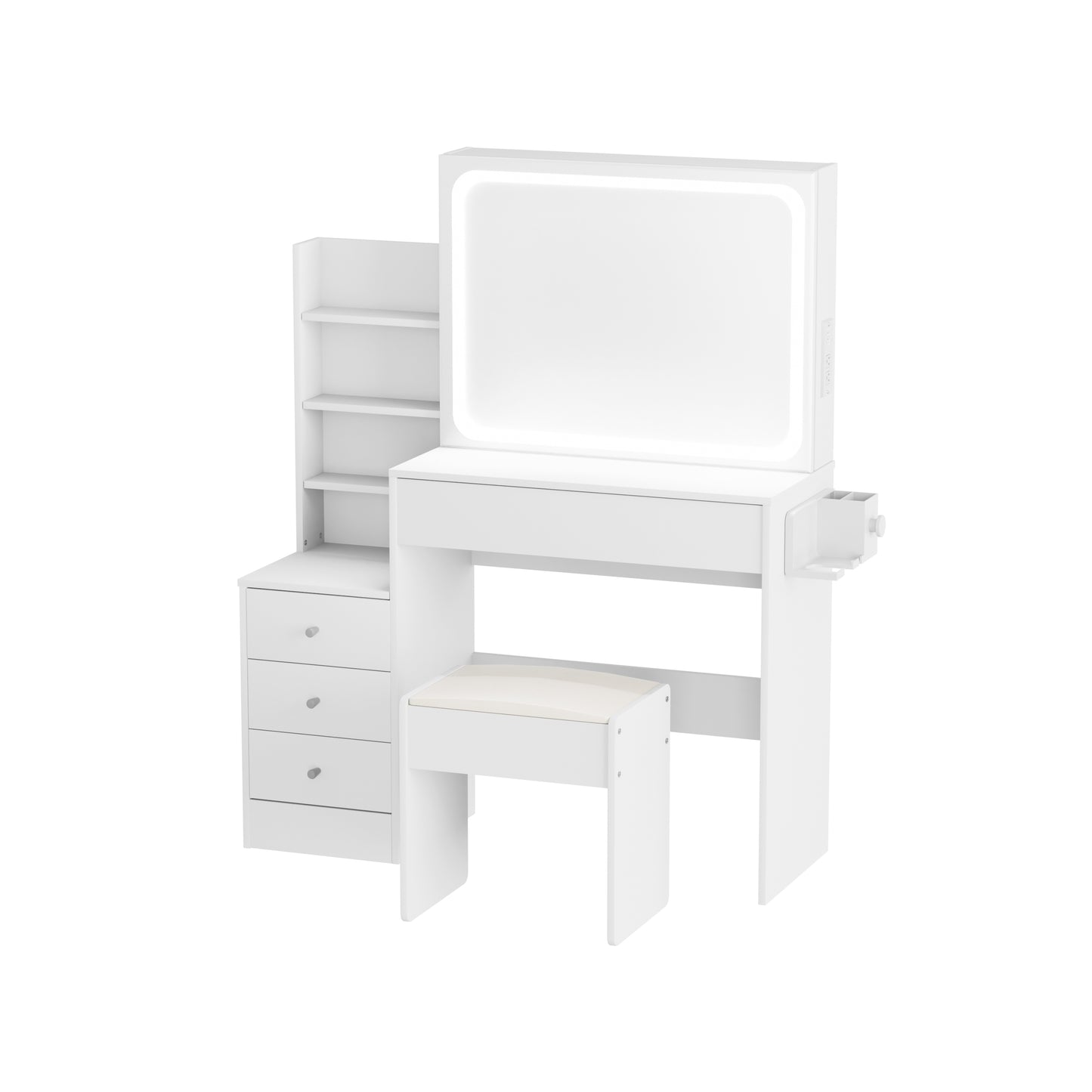 Carla Modern Vanity Set with LED Mirror, White
