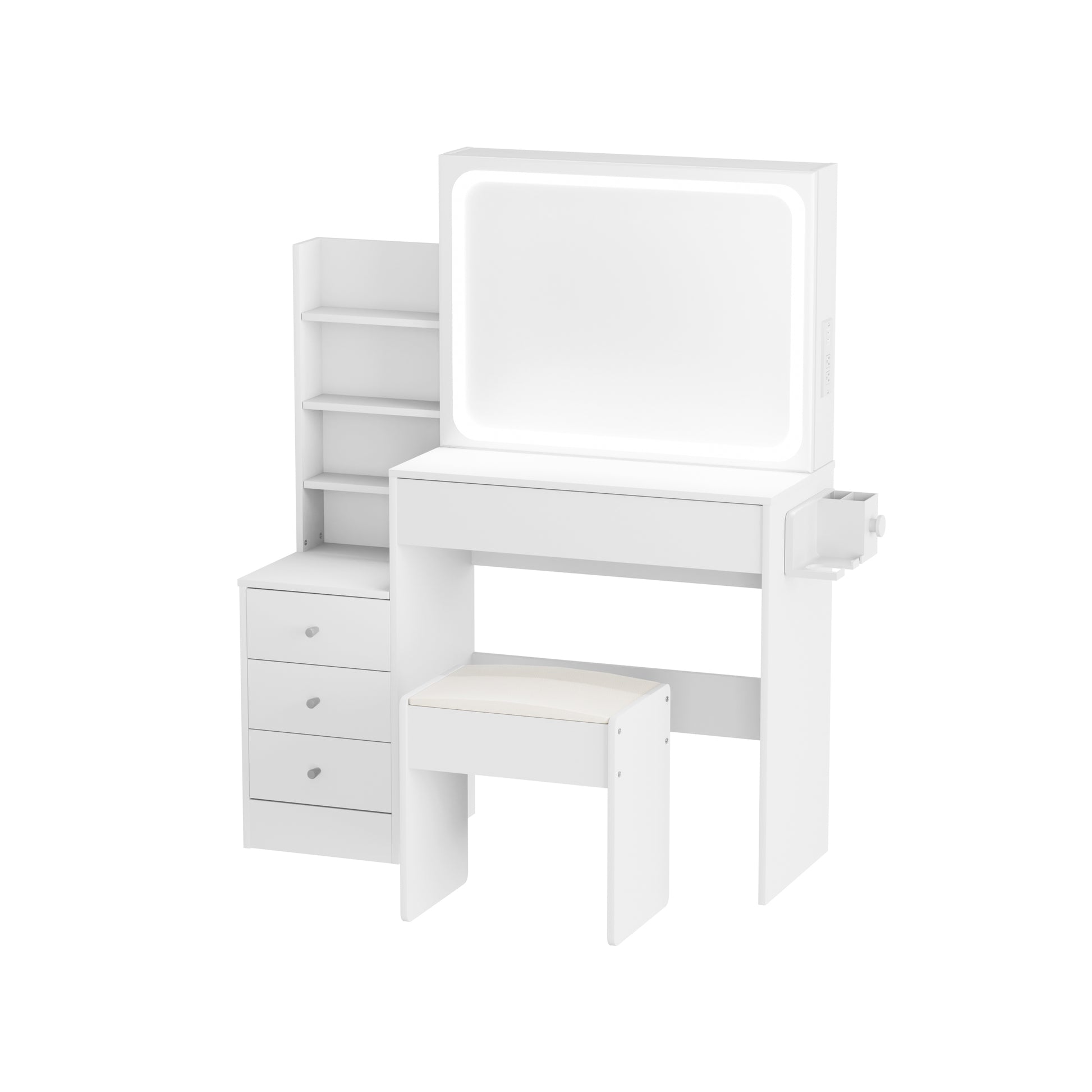 Carla Modern Vanity Set with LED Mirror, White