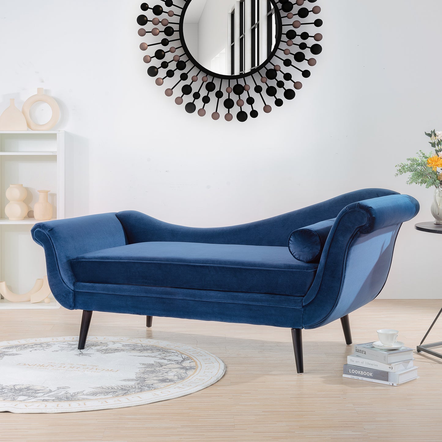Chaise Lounge with Scroll Arm - Blue - detail view 3