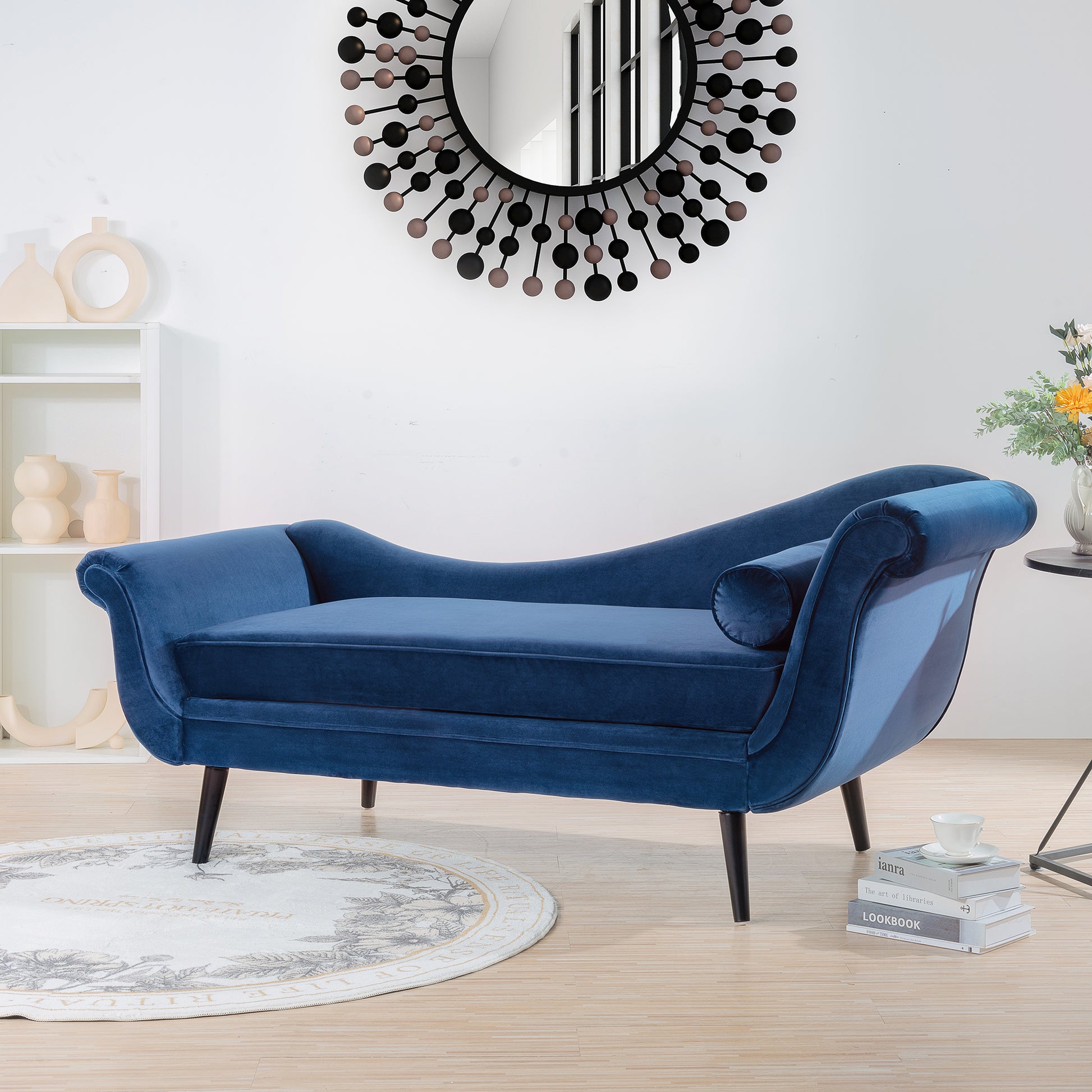 Chaise Lounge with Scroll Arm - Blue - detail view 3