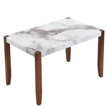 46.5' Modern Dining Table, Rectangular Faux Marble Style Table with Sturdy Wood Legs, Easy to Clean Rectangular Kitchen Table for Dining Room - detail view 5