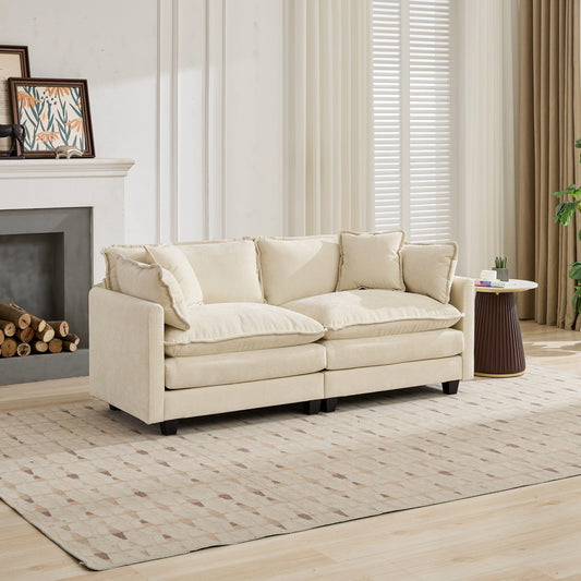 Beige Chenille Loveseat