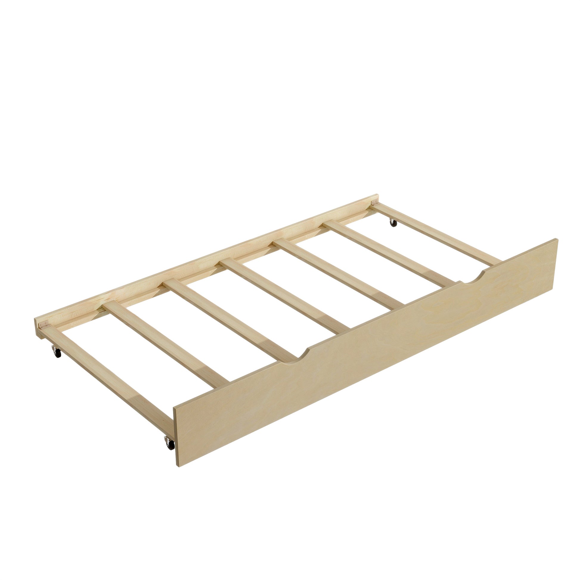 Auden Twin Size Wood Daybed with Storage Shelves, USB and Trundle, Natural