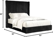 Cadwell Queen Size Contemporary Fur Chenille Platform Bed with 68" Headboard, Black