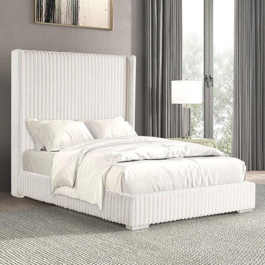 Cadwell Queen Size Contemporary Fur Chenille Platform Bed with 68" Headboard