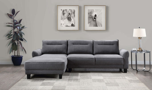 Caspian Upholstered Curved Arms Sectional Sofa Gray and Black