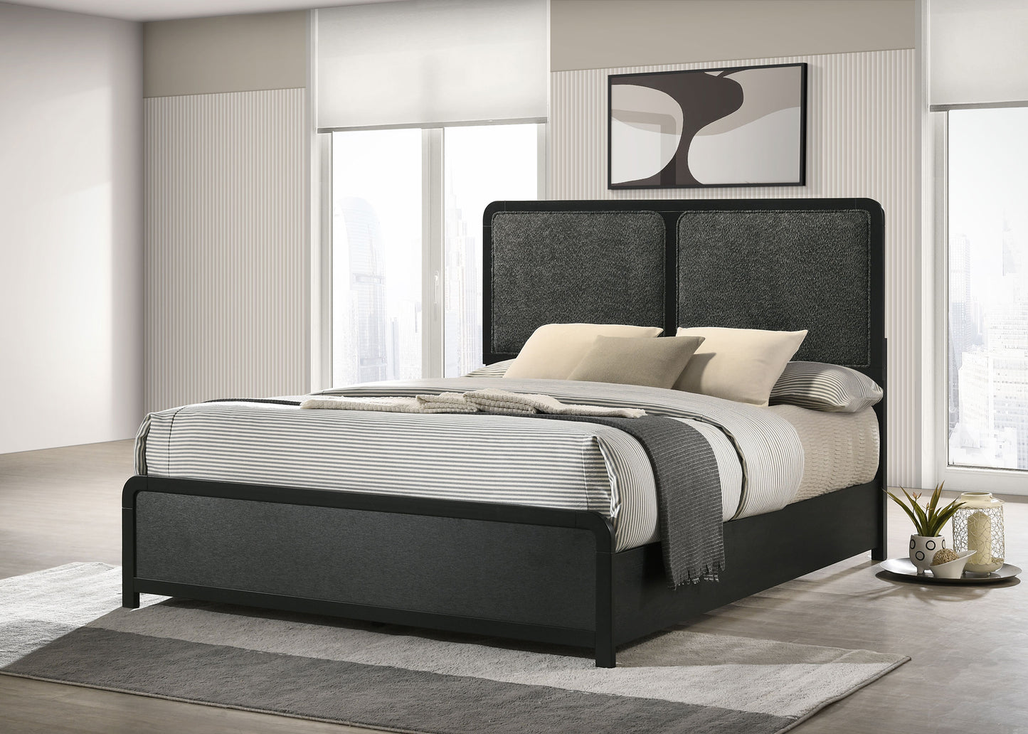 Cavelle 51" Mid-Century Modern Upholstered Queen Bed