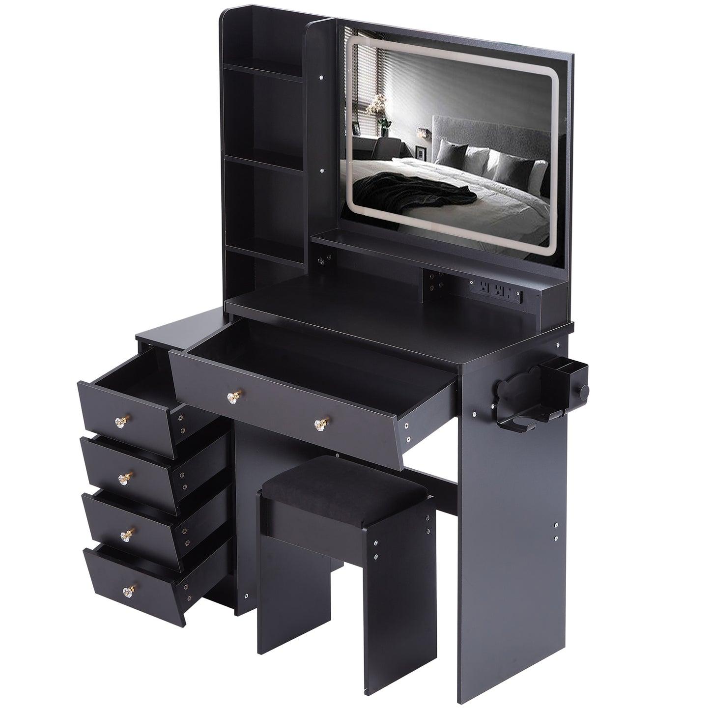 Charlene 41' Large Size Left Bedside Cabinet Vanity Table Set