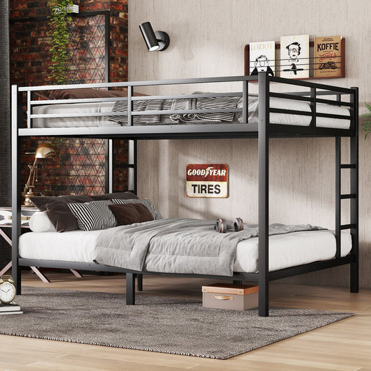 Metal Queen over Queen Bunk Bed for Teens and Adults - Black - primary color shot