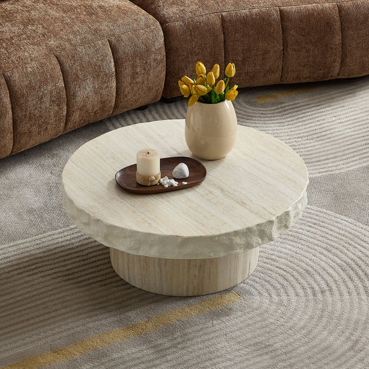 32" Faux MARS Textural Patterns Coffee Tables - Beige - primary color shot