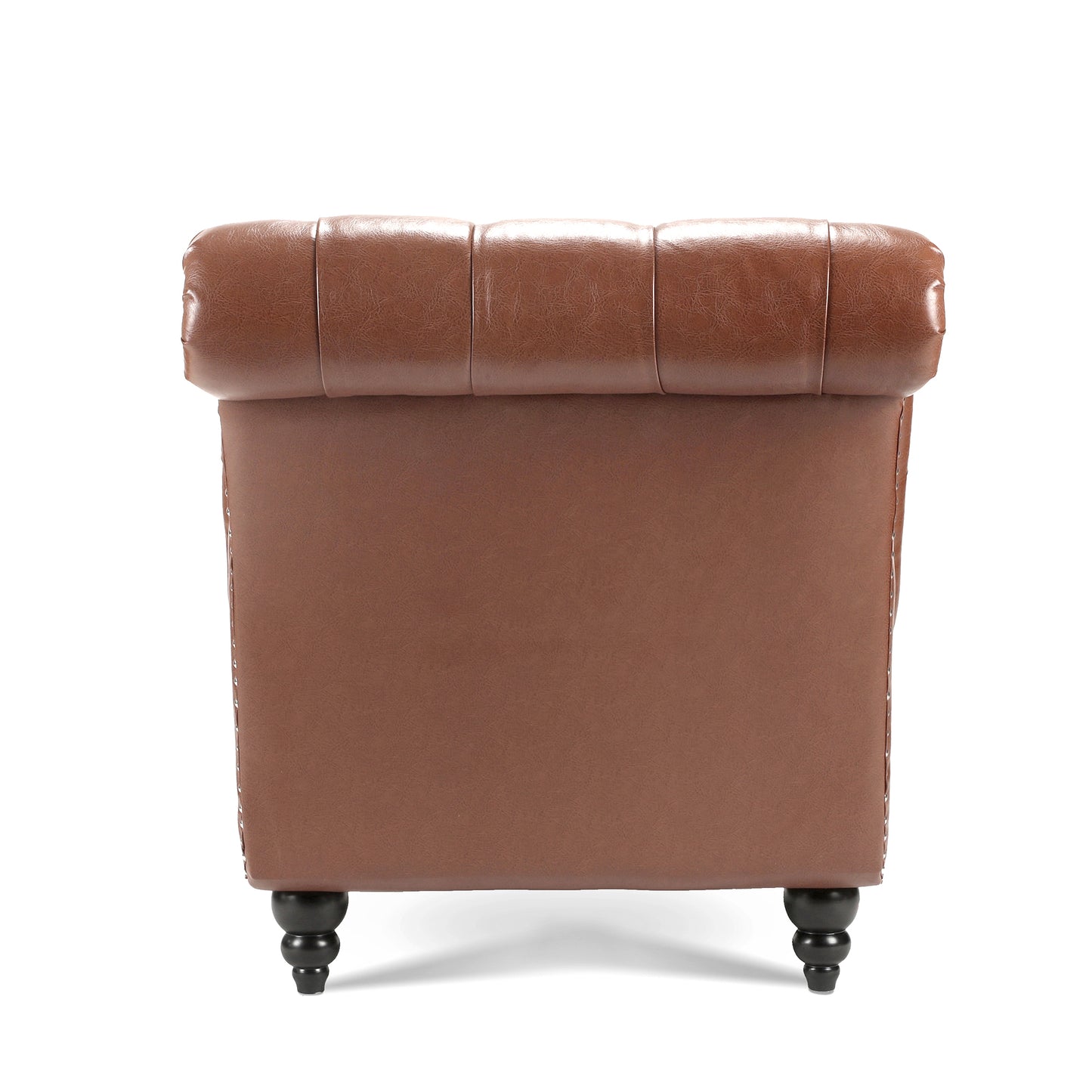 Brown PU Tufted Armless Chaise Lounge with Foam Seating & Birch Legs - detail view 7