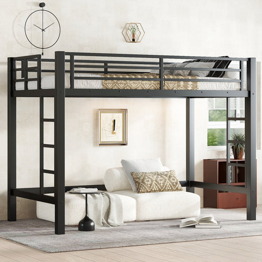 Twin XL Size Metal Loft Bed - Black - primary color shot